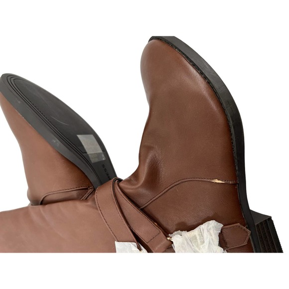 Express tall brown faux leather boots with buckles size 7 NWT - Picture 2 of 6